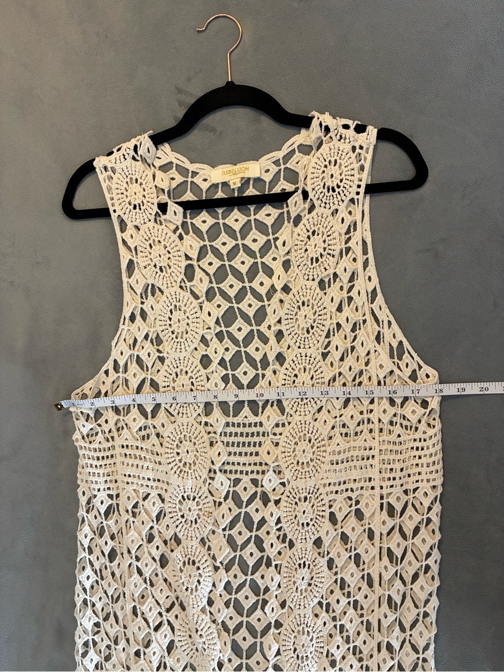 Crochet Open Front Duster Vest in Cream - Picture 7 of 8